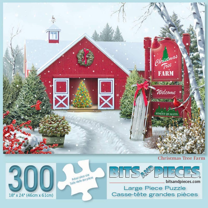 Bits and Pieces â€“ 300 Piece Jigsaw Puzzle for Adults â€“ Christmas Tree Farm - Winter Snow Holiday Jigsaw Puzzle by Artist Alan Giana, Completed Puzzle Size: 18" x 24" - Image 2